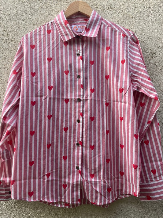 Women Conversational Striped Cotton Causal Shirt