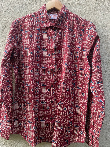 Tribal Print Full Sleeve Cotton Shirt for Womens