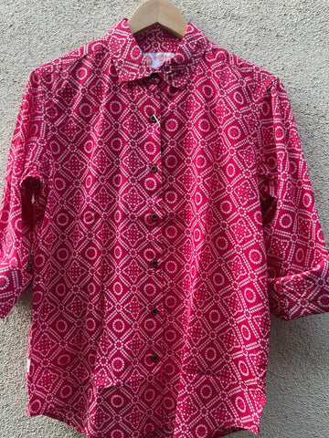 Women Traditional Bandhej Print Cotton Shirt