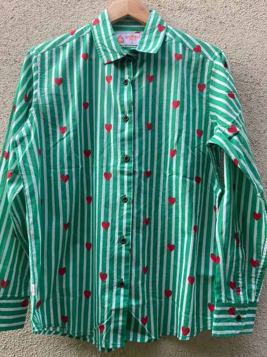 Women Conversational Striped Cotton Causal Shirt