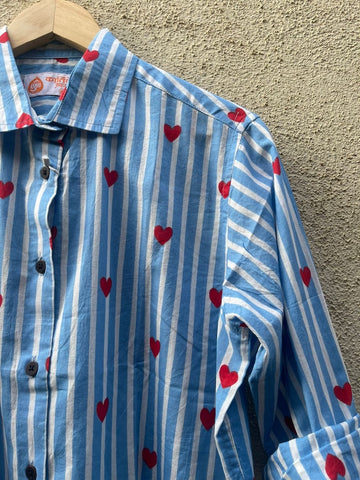 Women Conversational Striped Cotton Causal Shirt