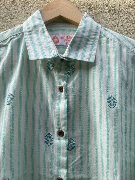 Women Conversational Striped Cotton Causal Shirt