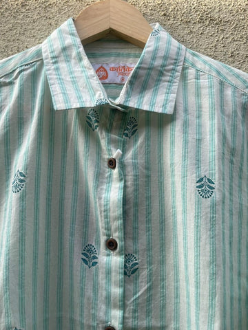 Women Conversational Striped Cotton Causal Shirt