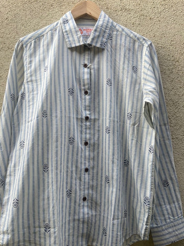 Women Conversational Striped Cotton Causal Shirt