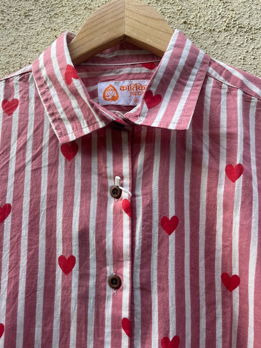 Women Conversational Striped Cotton Causal Shirt