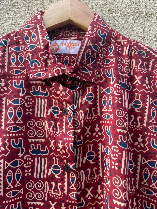 Tribal Print Full Sleeve Cotton Shirt for Womens