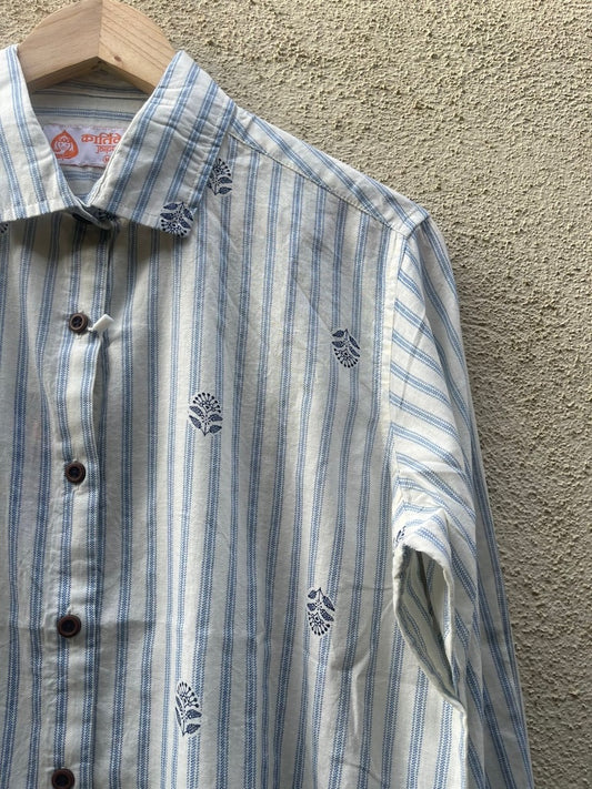 Women Conversational Striped Cotton Causal Shirt