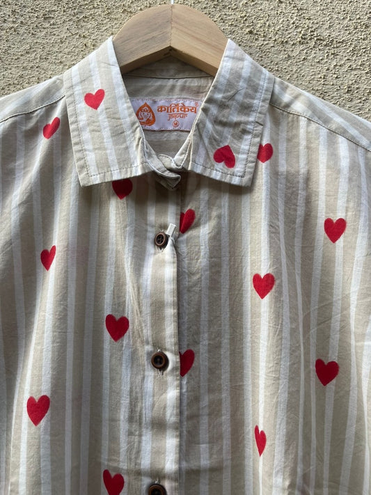 Women Conversational Striped Cotton Causal Shirt