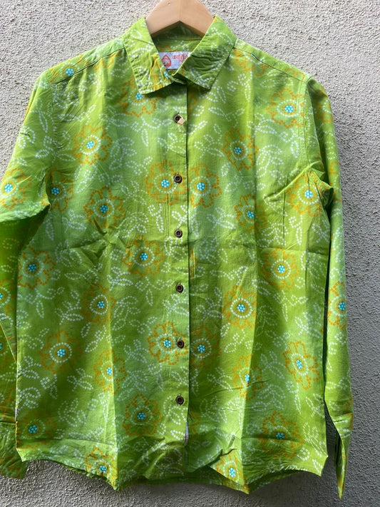 Women Traditional Bandhej Print Cotton Shirt