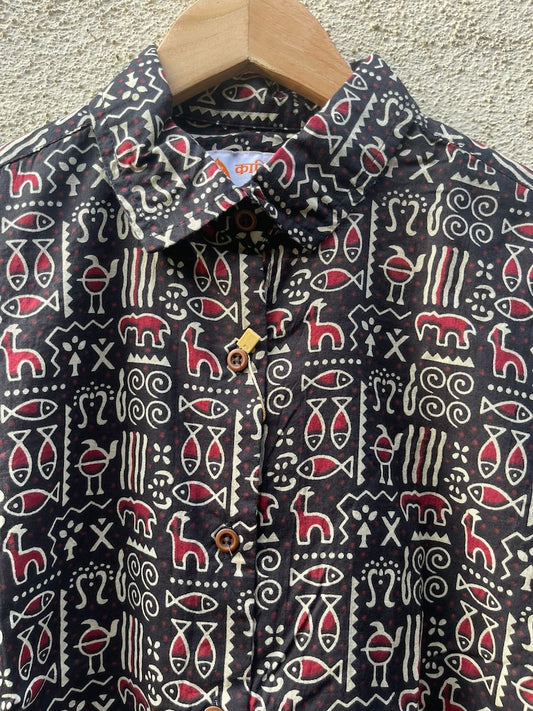 Tribal Print Full Sleeve Cotton Shirt for Womens