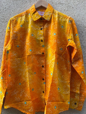 Women Traditional Bandhej Print Cotton Shirt
