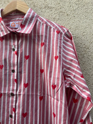 Women Conversational Striped Cotton Causal Shirt