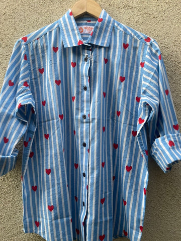 Women Conversational Striped Cotton Causal Shirt