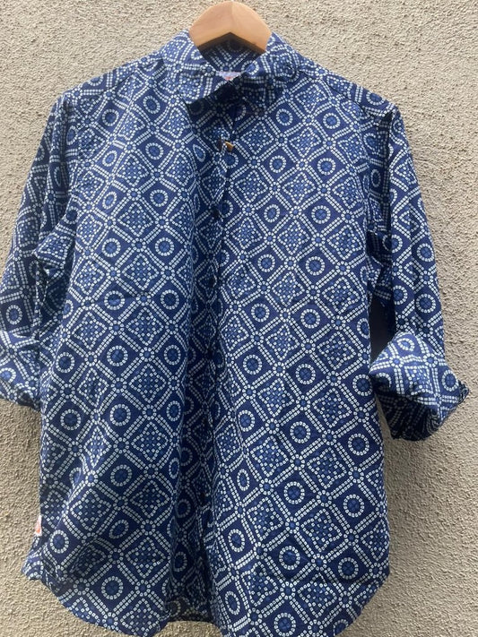 Women Traditional Bandhej Print Cotton Shirt