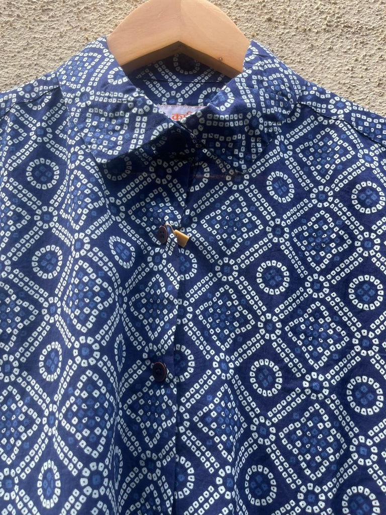 Women Traditional Bandhej Print Cotton Shirt