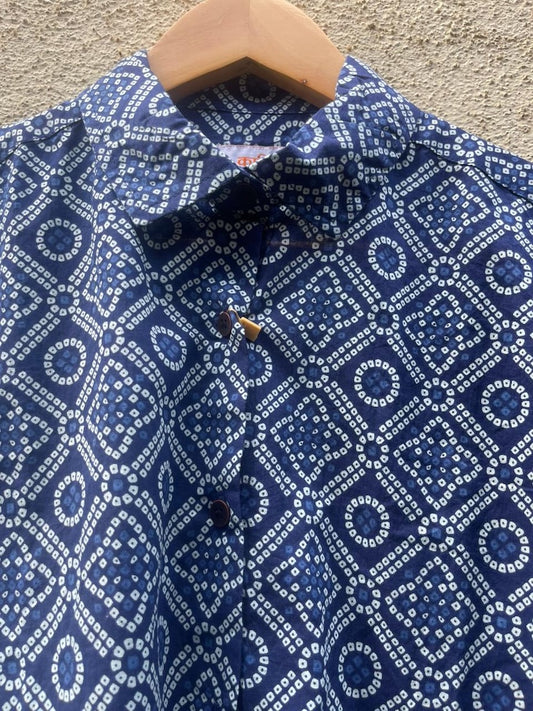 Women Traditional Bandhej Print Cotton Shirt