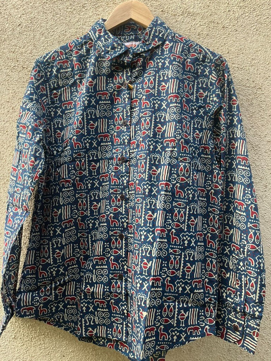 Tribal Print Full Sleeve Cotton Shirt for Womens