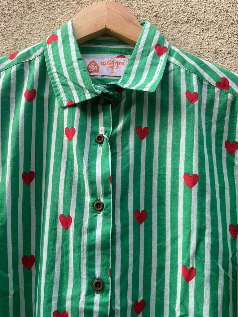Women Conversational Striped Cotton Causal Shirt