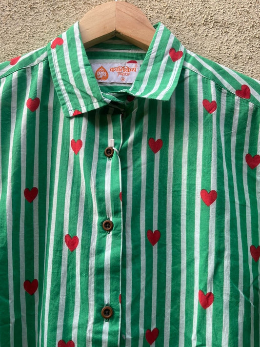 Women Conversational Striped Cotton Causal Shirt