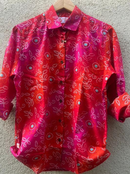 Women Traditional Bandhej Print Cotton Shirt