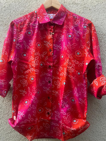 Women Traditional Bandhej Print Cotton Shirt