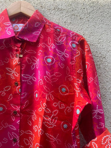 Women Traditional Bandhej Print Cotton Shirt