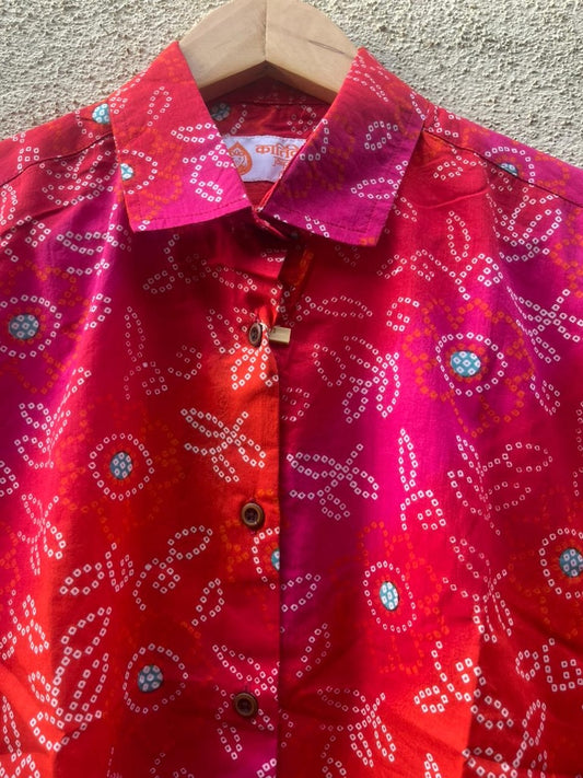 Women Traditional Bandhej Print Cotton Shirt