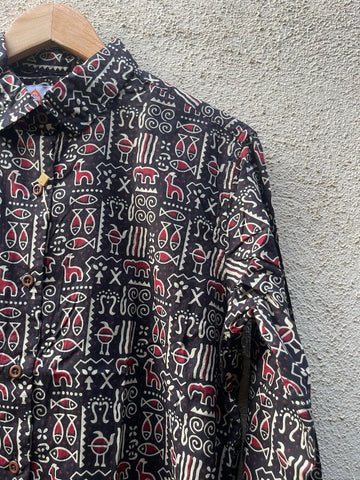 Tribal Print Full Sleeve Cotton Shirt for Womens