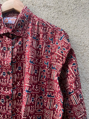Tribal Print Full Sleeve Cotton Shirt for Womens