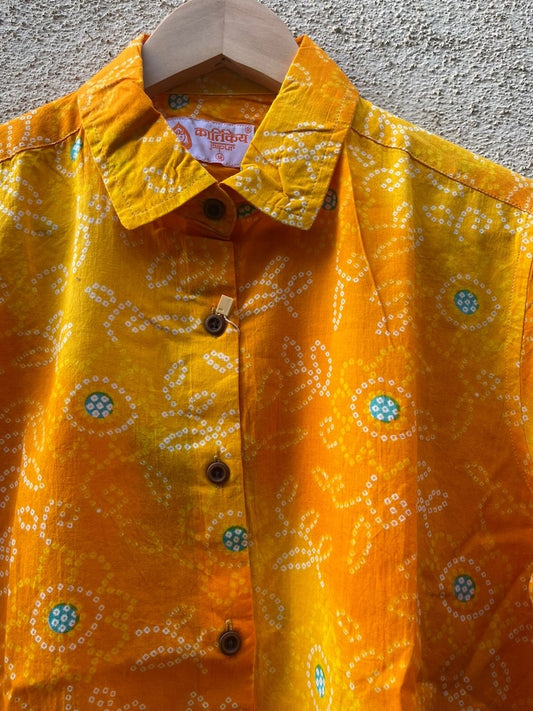 Women Traditional Bandhej Print Cotton Shirt