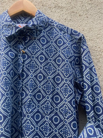 Women Traditional Bandhej Print Cotton Shirt