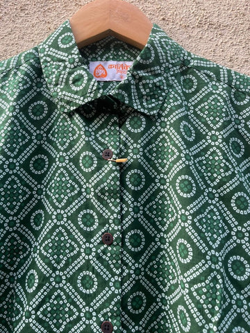 Women Traditional Bandhej Print Cotton Shirt
