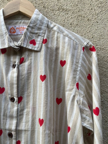 Women Conversational Striped Cotton Causal Shirt