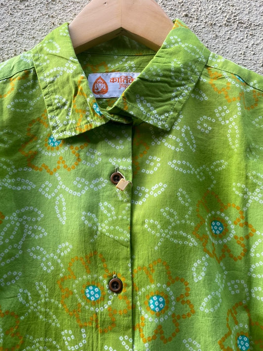 Women Traditional Bandhej Print Cotton Shirt