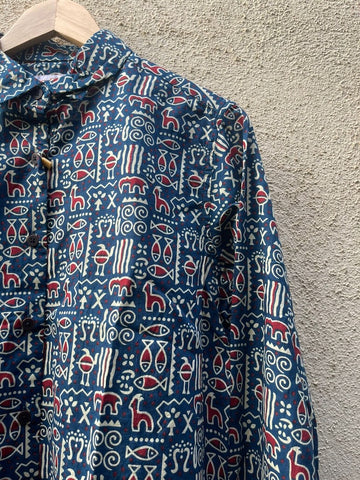 Tribal Print Full Sleeve Cotton Shirt for Womens