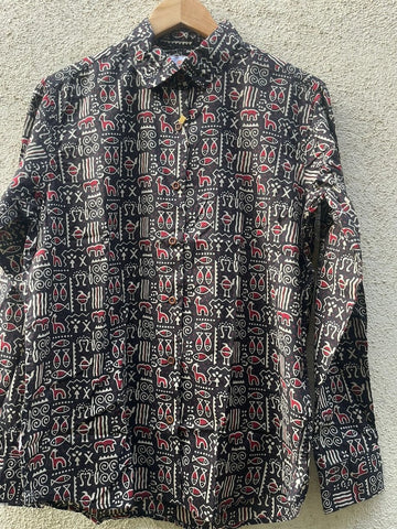 Tribal Print Full Sleeve Cotton Shirt for Womens