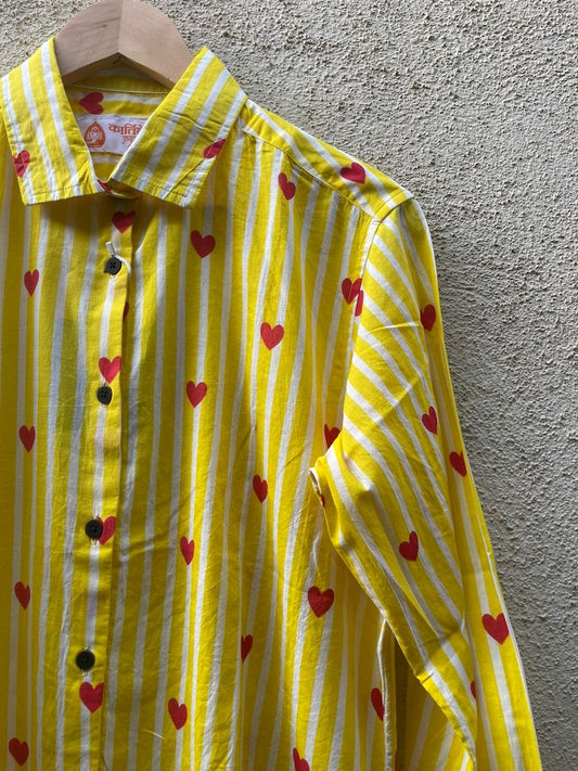 Women Conversational Striped Cotton Causal Shirt