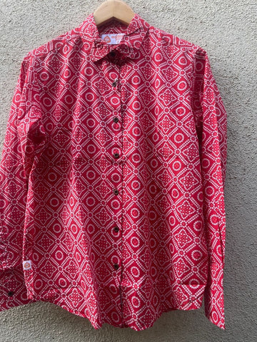 Women Traditional Bandhej Print Cotton Shirt