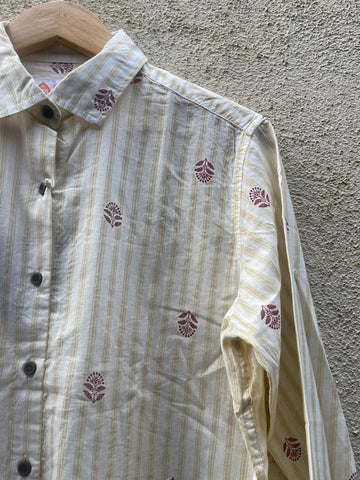 Women Conversational Striped Cotton Causal Shirt