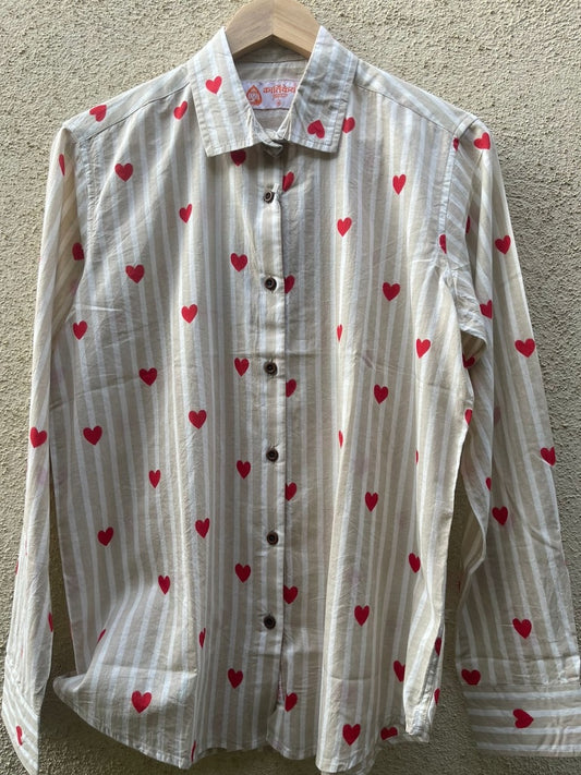 Women Conversational Striped Cotton Causal Shirt