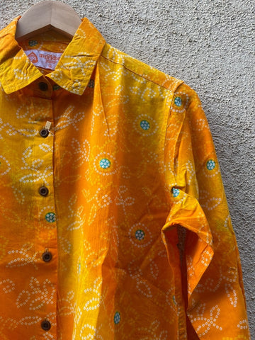 Women Traditional Bandhej Print Cotton Shirt