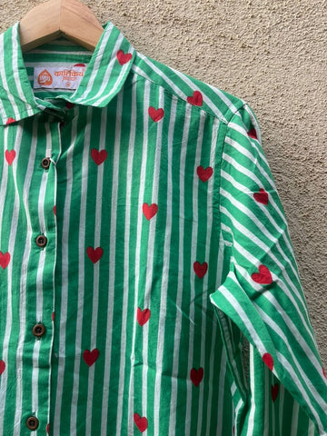 Women Conversational Striped Cotton Causal Shirt