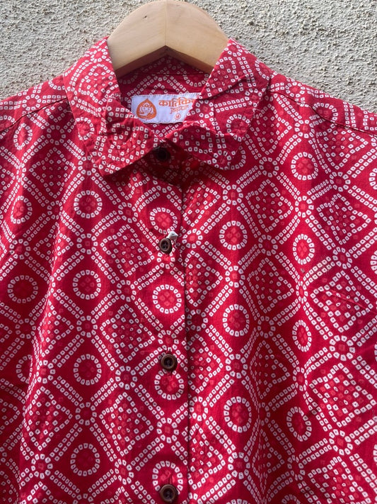 Women Traditional Bandhej Print Cotton Shirt