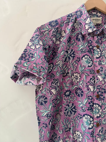 Traditional Floral Bagru Print Cotton Shirt - Organic