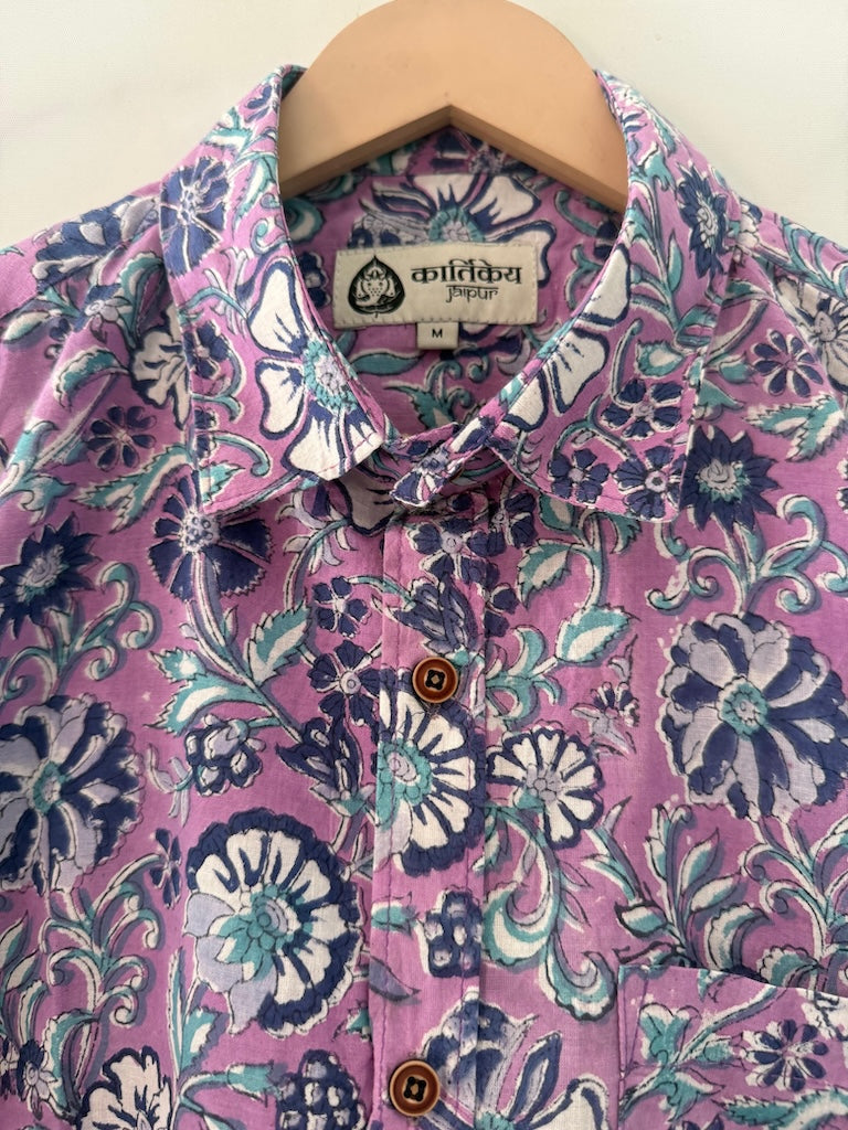 Traditional Floral Bagru Print Cotton Shirt - Organic