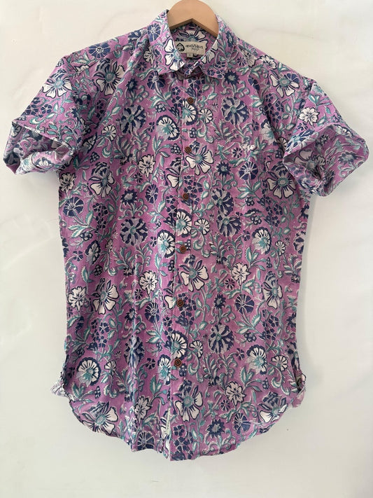 Traditional Floral Bagru Print Cotton Shirt - Organic