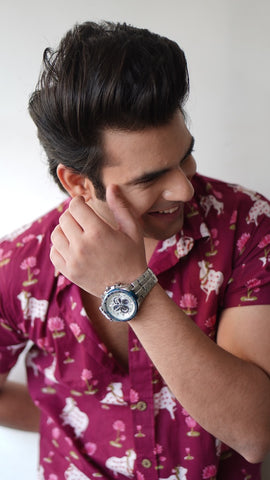 Kartikeya Jaipur Mens Pichwai Cow Print Cotton Shirt