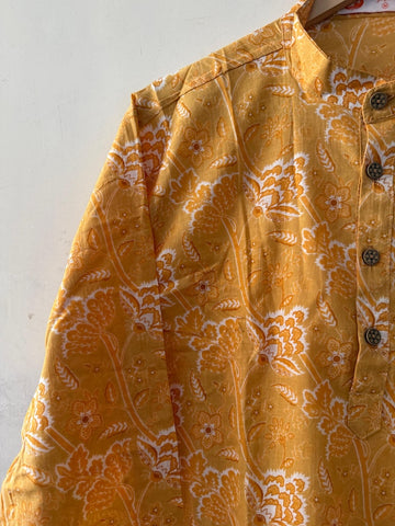Haldi Print Handblock Cotton Short Kurta by Kartikeya Jaipur