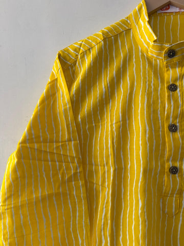 Haldi Ceremony Sanganeri Print Traditional Cotton Short Kurta