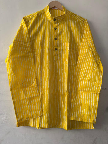 Haldi Ceremony Sanganeri Print Traditional Cotton Short Kurta